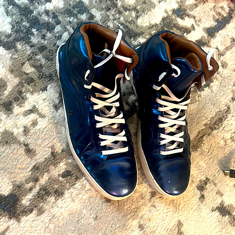 Bally metallic blue high top